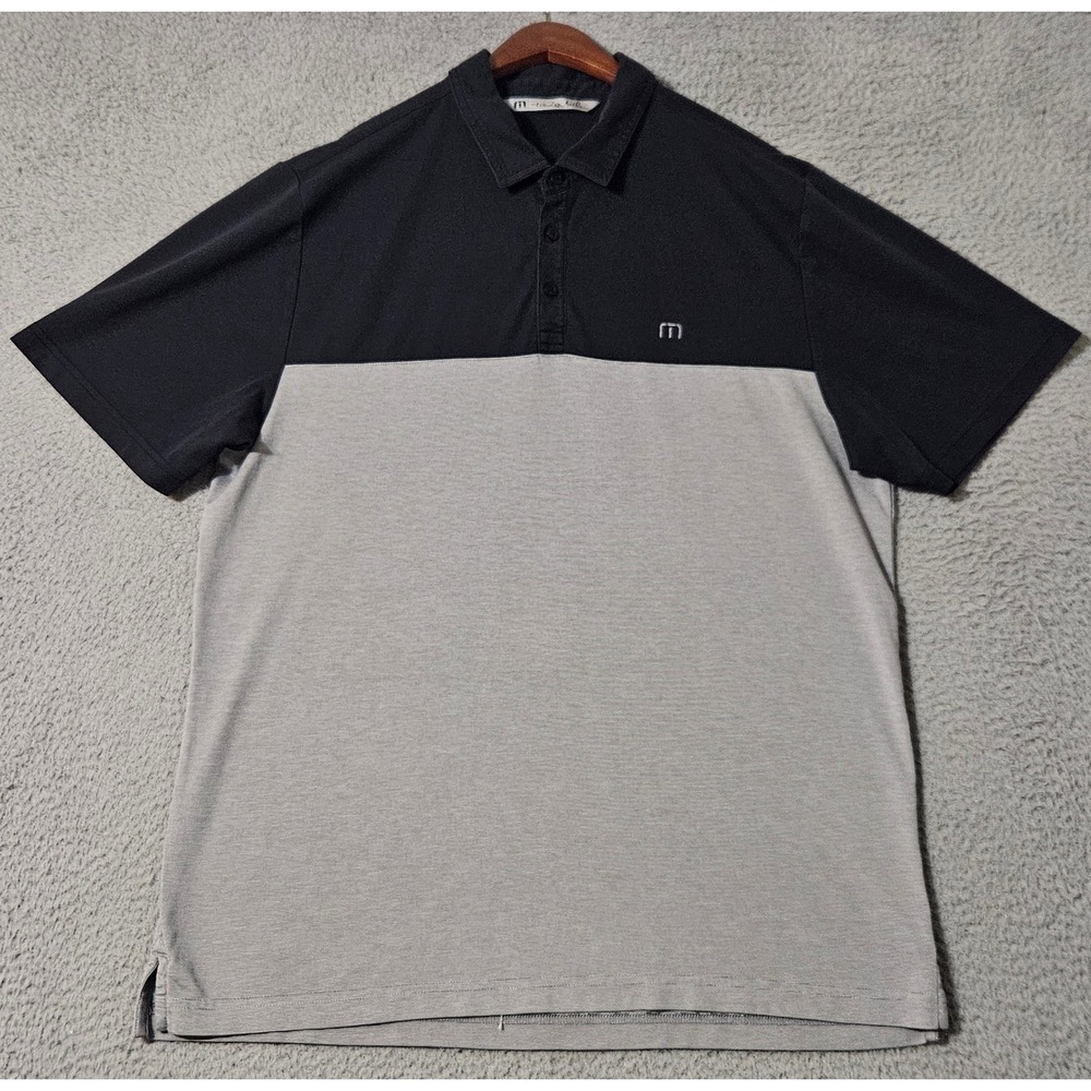 Travis Mathew Black Gray Pima Cotton Blend Polo Shirt Men's Size‎ XL